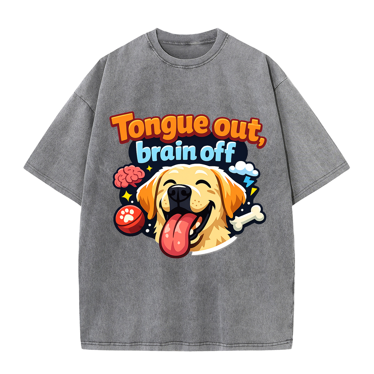 T-shirt Tongue Out Brain Off Dog