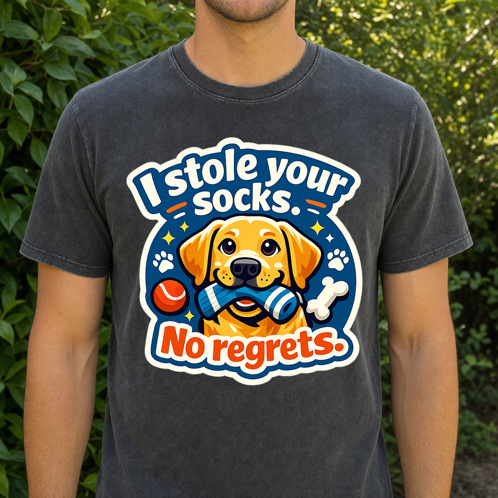 T-shirt I Stole Your Socks No Regrets Dog
