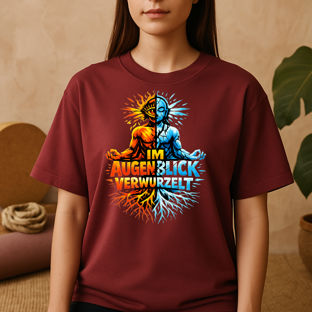 T-Shirt Augenblick Verwurzelt — Yoga & Achtsamkeit Shirt