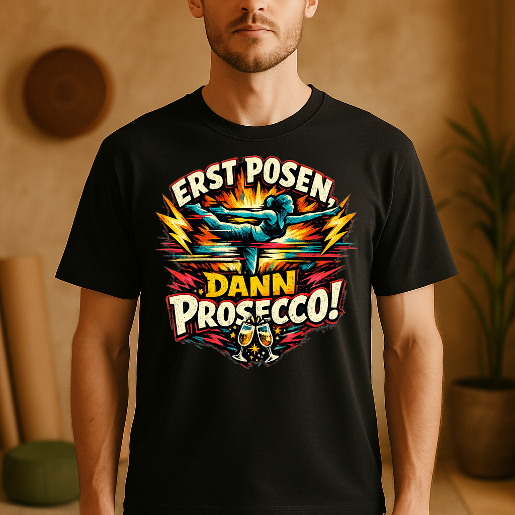 T-Shirt Yoga Bliss Pose then Prosecco