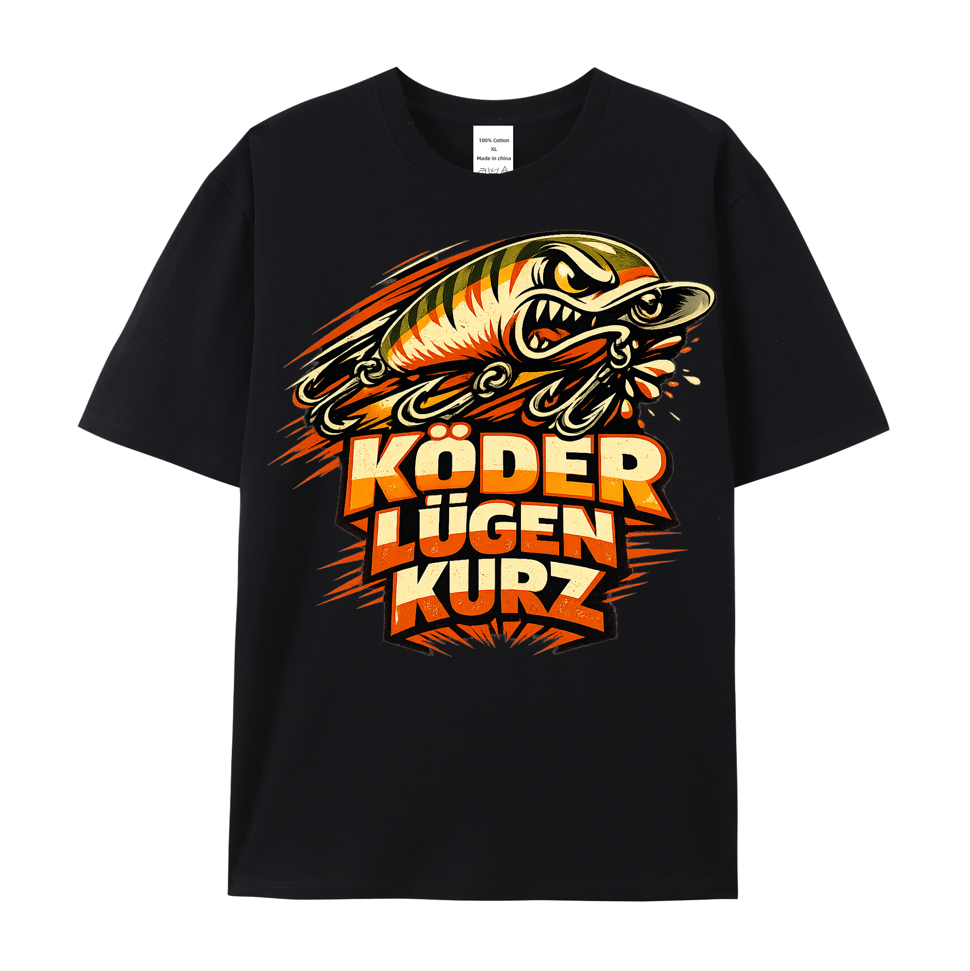 T-Shirt Köder Lügen Kurz Angler Style