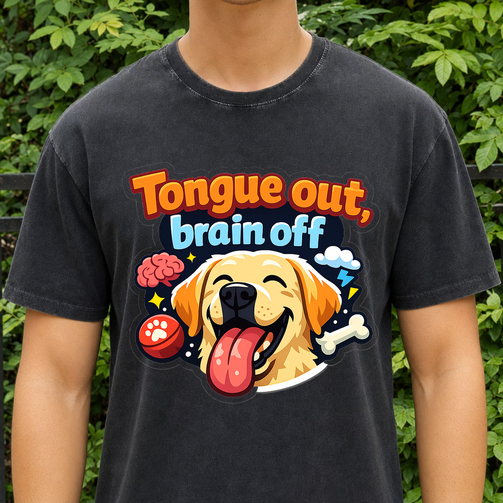 T-shirt Tongue Out Brain Off Dog