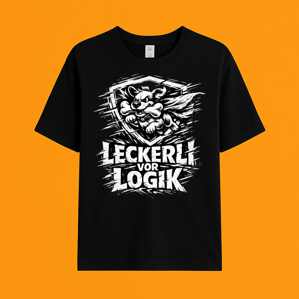 T-Shirt Leckerli vor Logik Hundeliebe