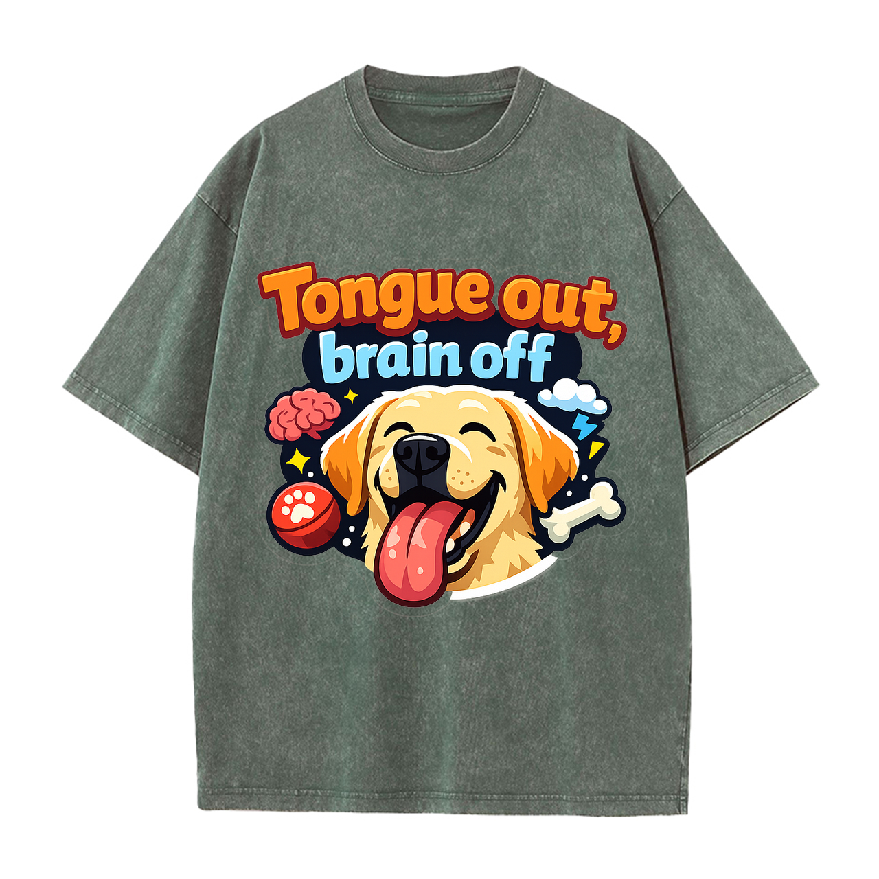 T-shirt Tongue Out Brain Off Dog