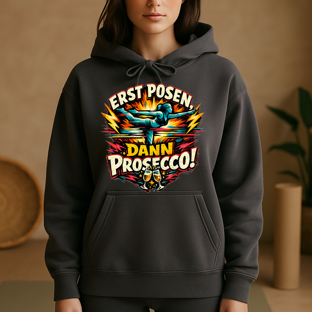 Hoodie Pose & Prosecco Relax