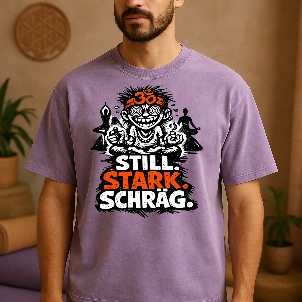 T-Shirt RuheKraft Schräg Yoga Motiv