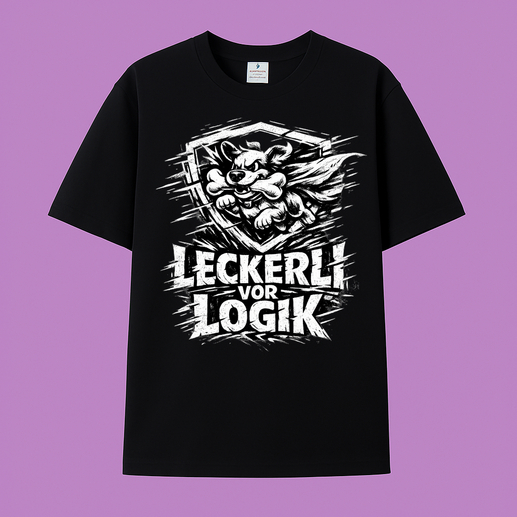 T-Shirt Leckerli vor Logik Hundeliebe