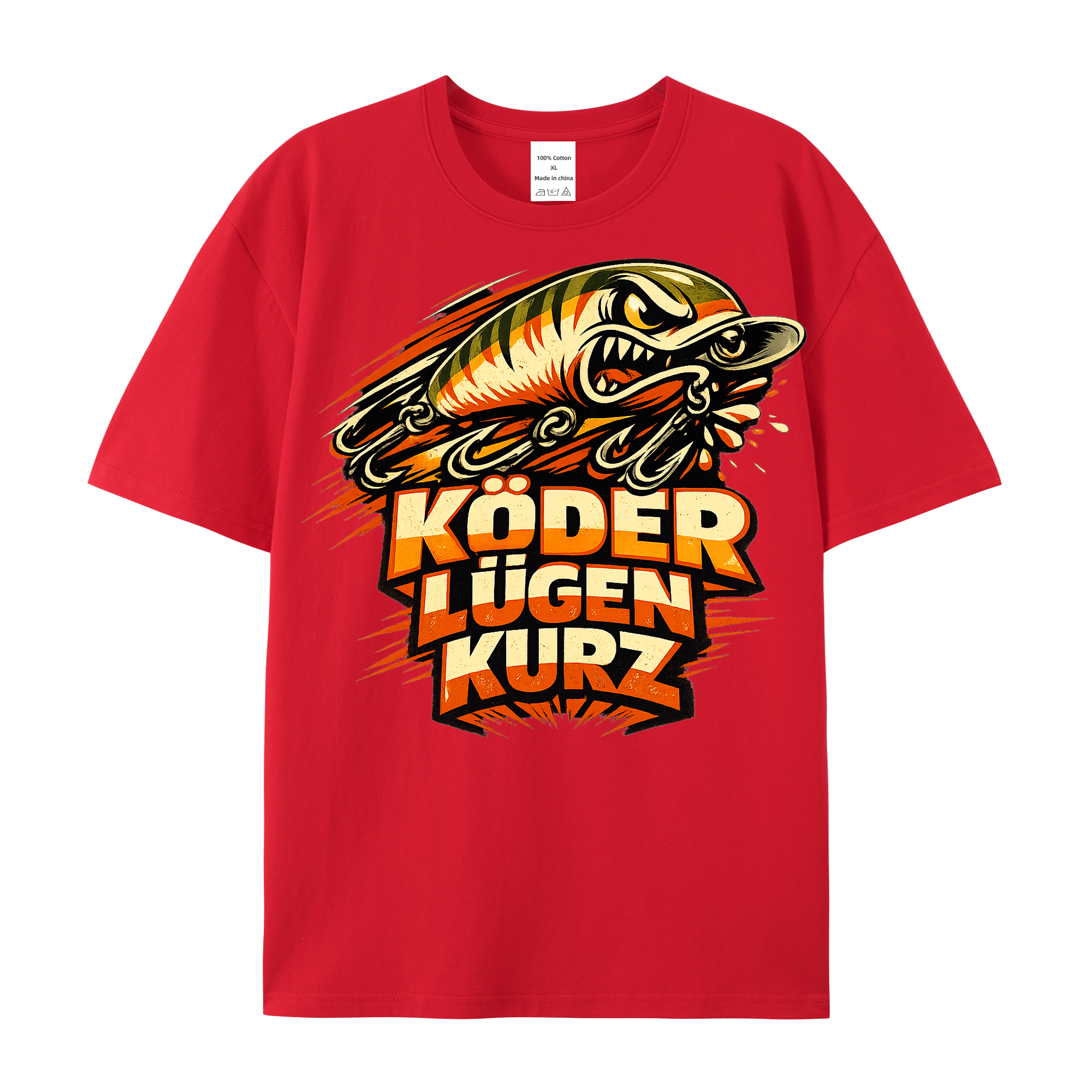 T-Shirt Köder Lügen Kurz Angler Style