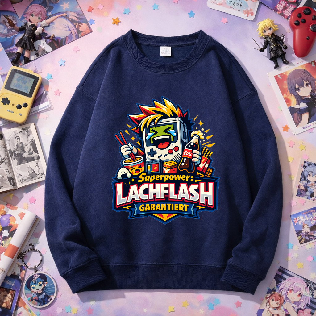 Sweatshirt Lachflash Superpower – Anime Humor Essential