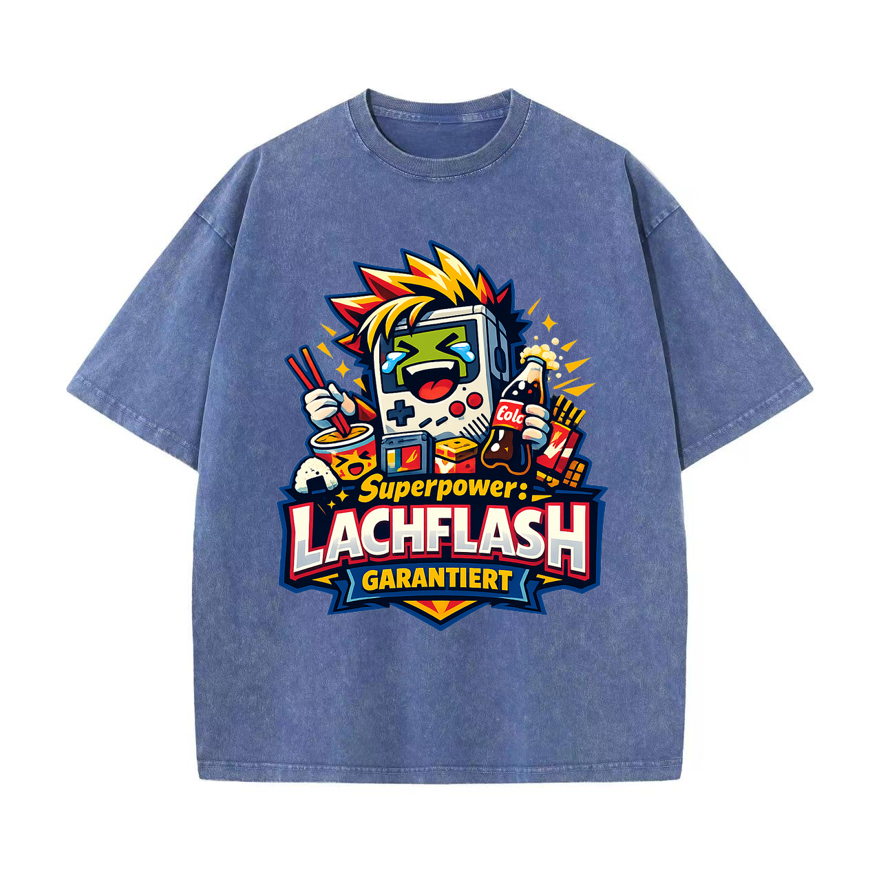 T-Shirt Lachflash Superpower: Anime Humor Kraft