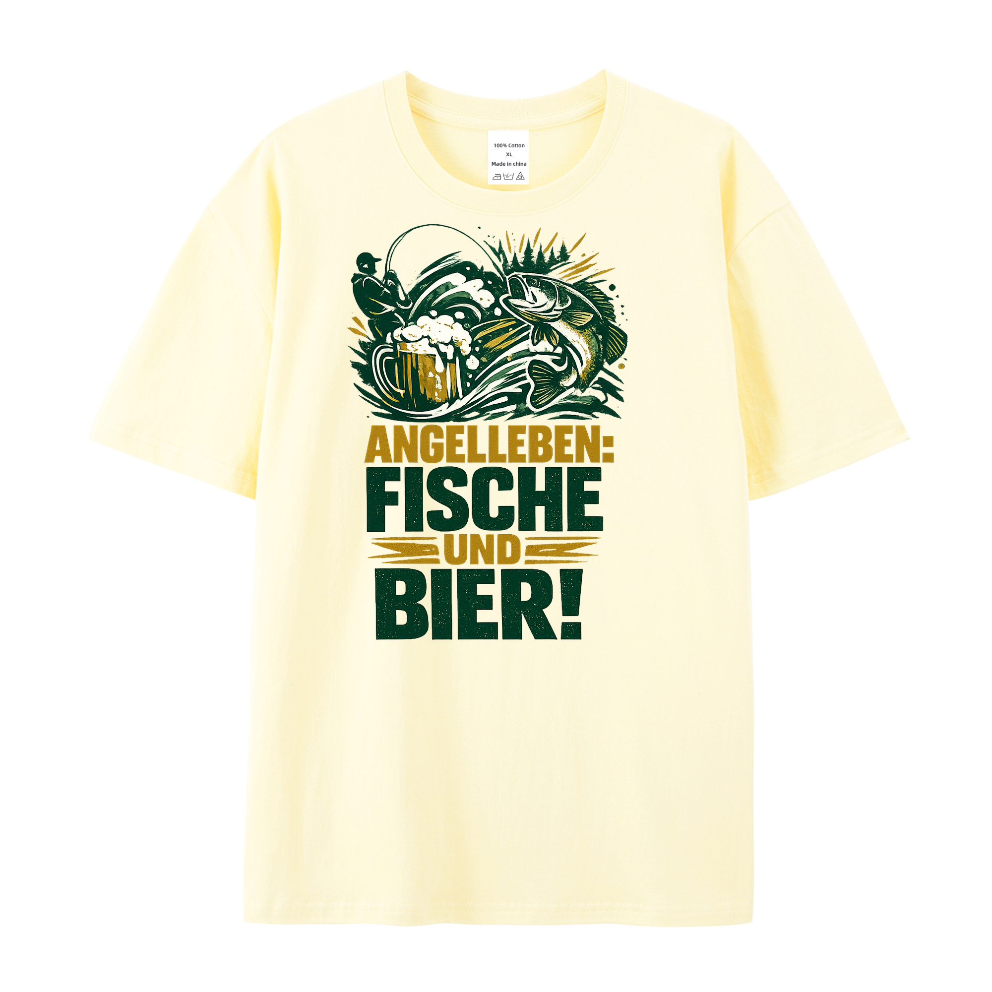 T-Shirt Angelgenuss: Fische, Bier und gute Laune!