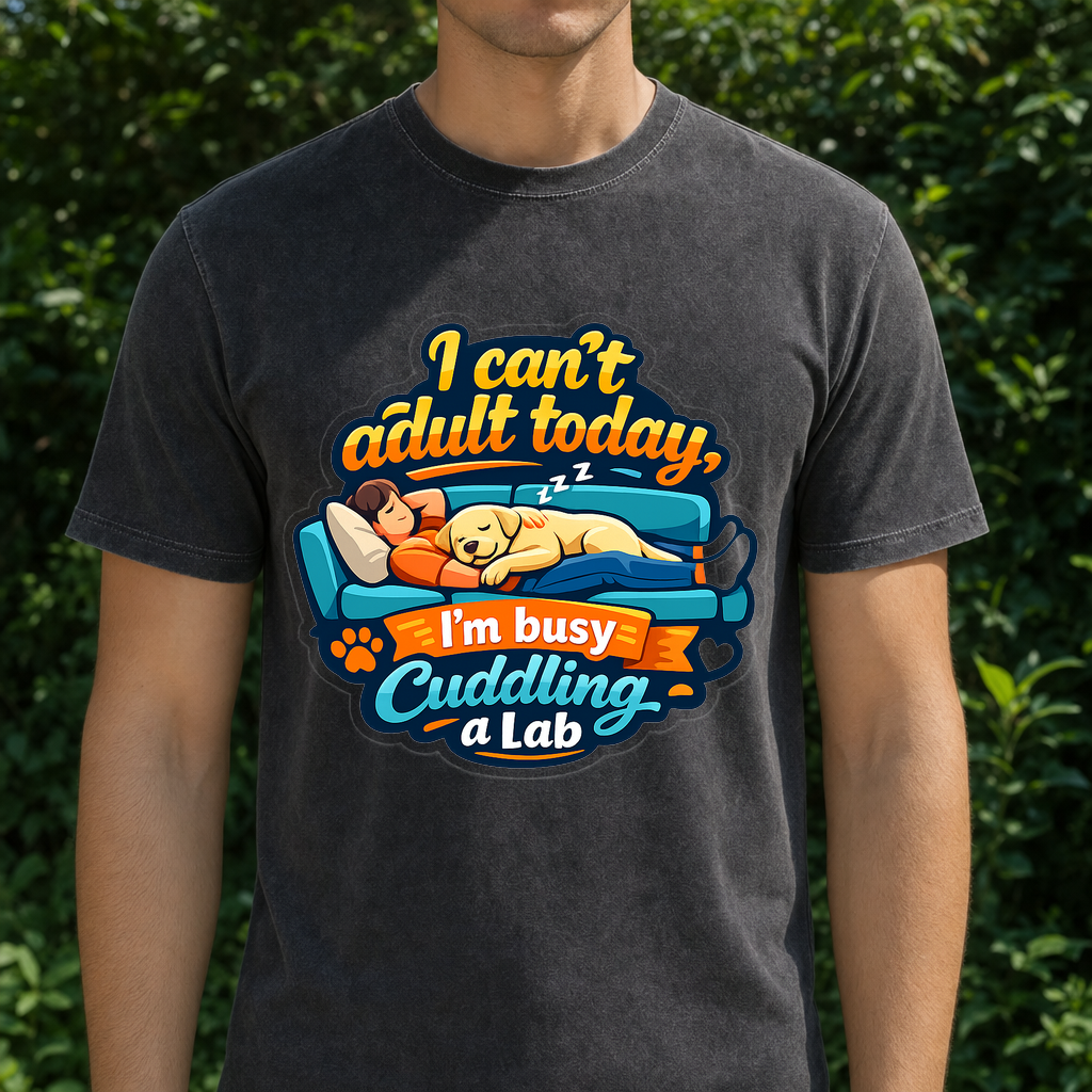 T-shirt I Can't Adult Today I'm Busy Cuddling a Lab
