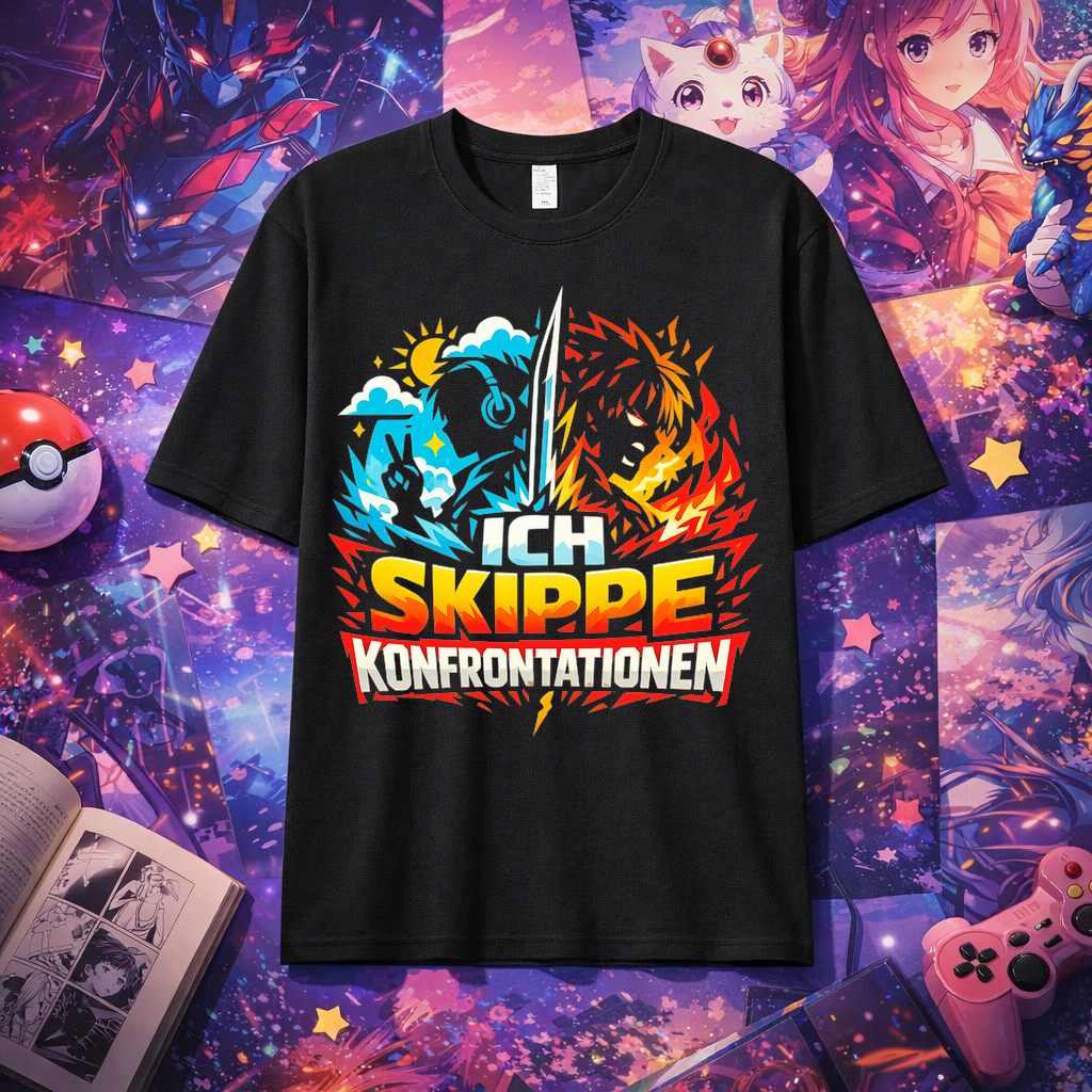T-Shirt Anime Skip Mode Konfrontation