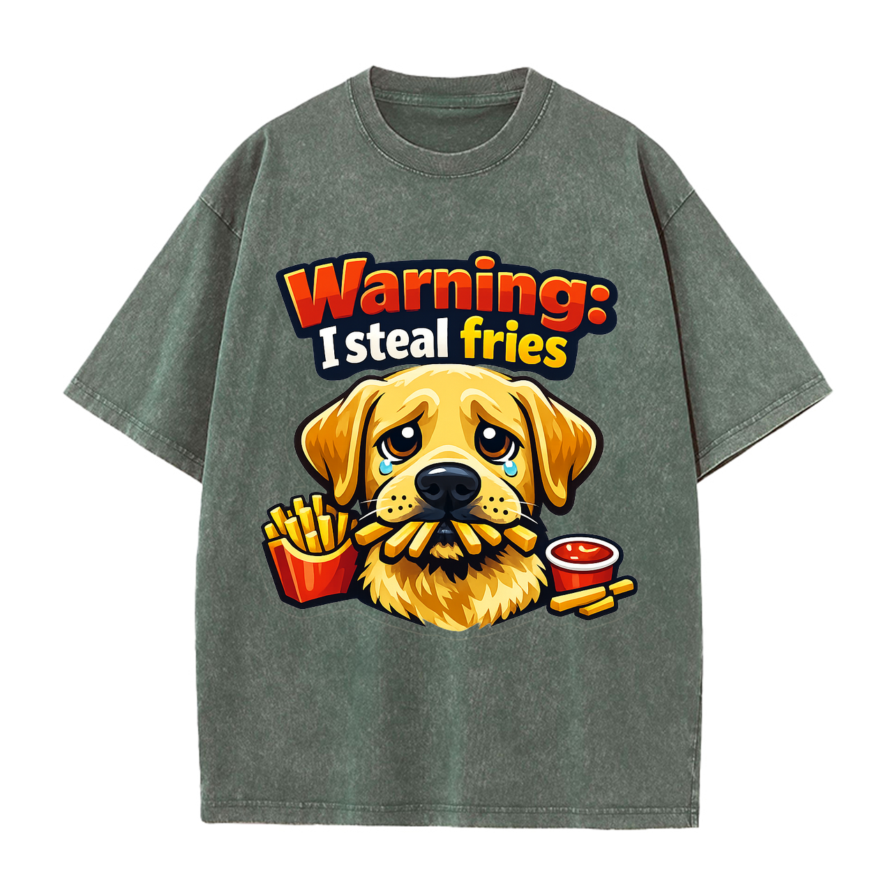 T-shirt Warning: I Steal Fries Dog Owner Humor