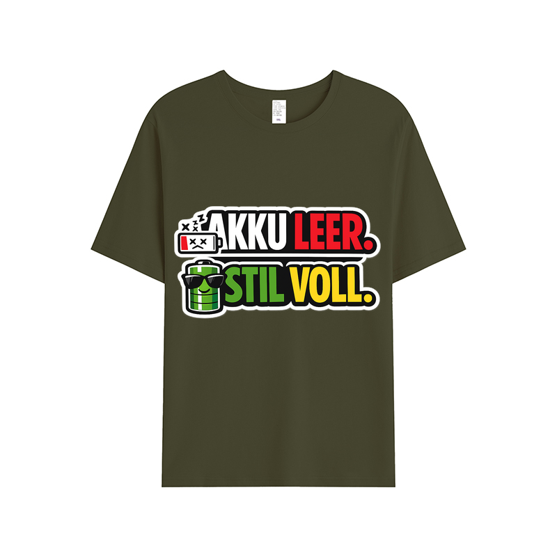T-shirt Akku leer, Stil voll - Lustiger Spruch 2026