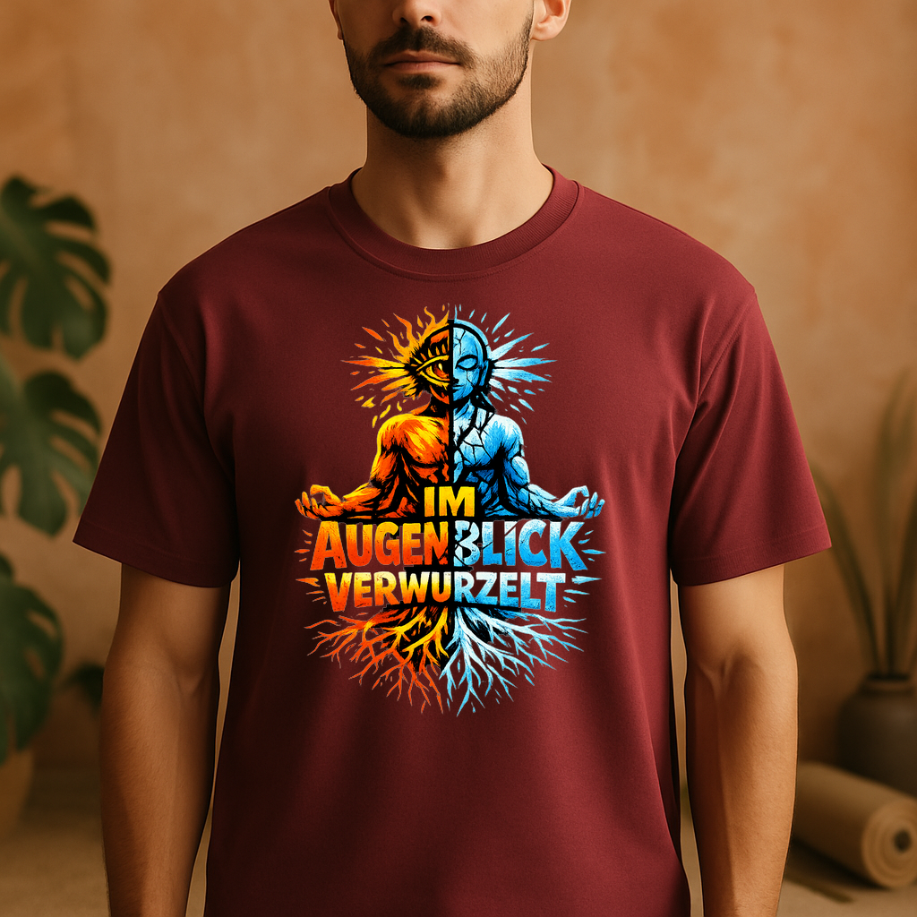 T-Shirt Augenblick Verwurzelt — Yoga & Achtsamkeit Shirt