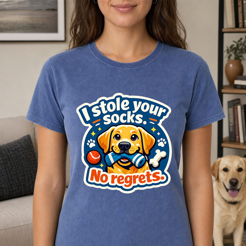 T-shirt I Stole Your Socks No Regrets Dog