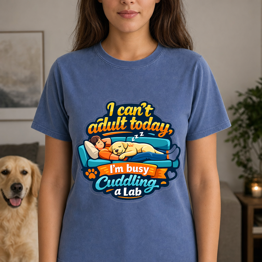 T-shirt I Can't Adult Today I'm Busy Cuddling a Lab