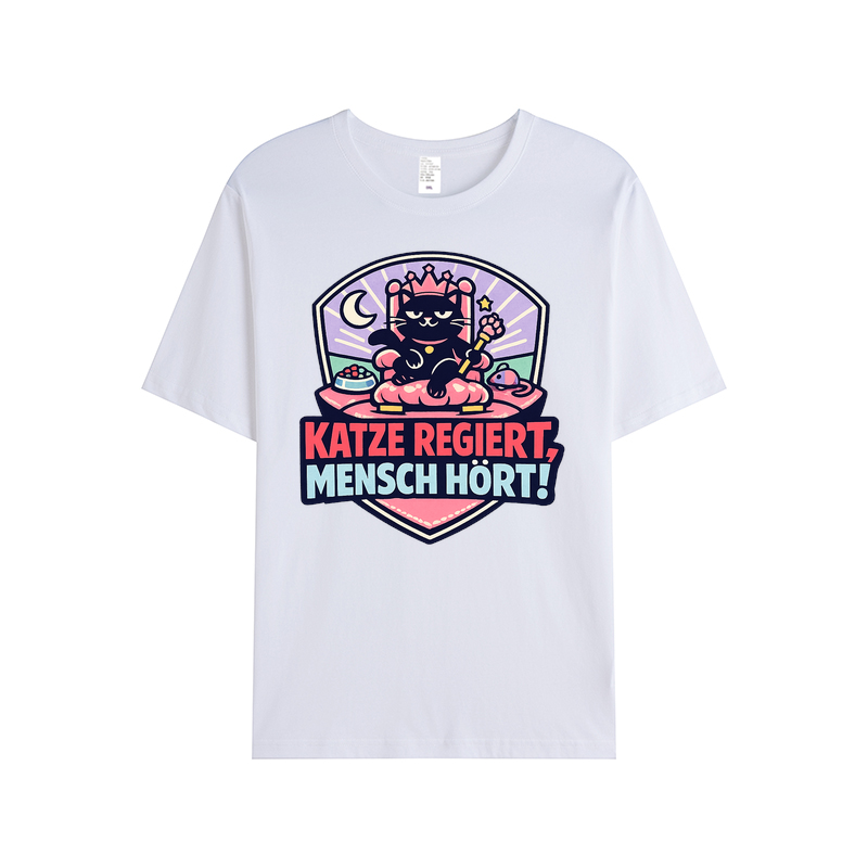 T-Shirt Katzenherrschaft – Mensch, dein Platz ist klar!