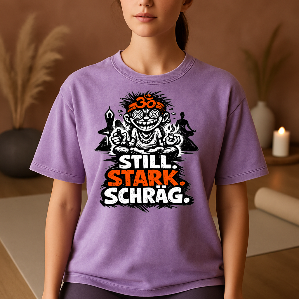 T-Shirt RuheKraft Schräg Yoga Motiv