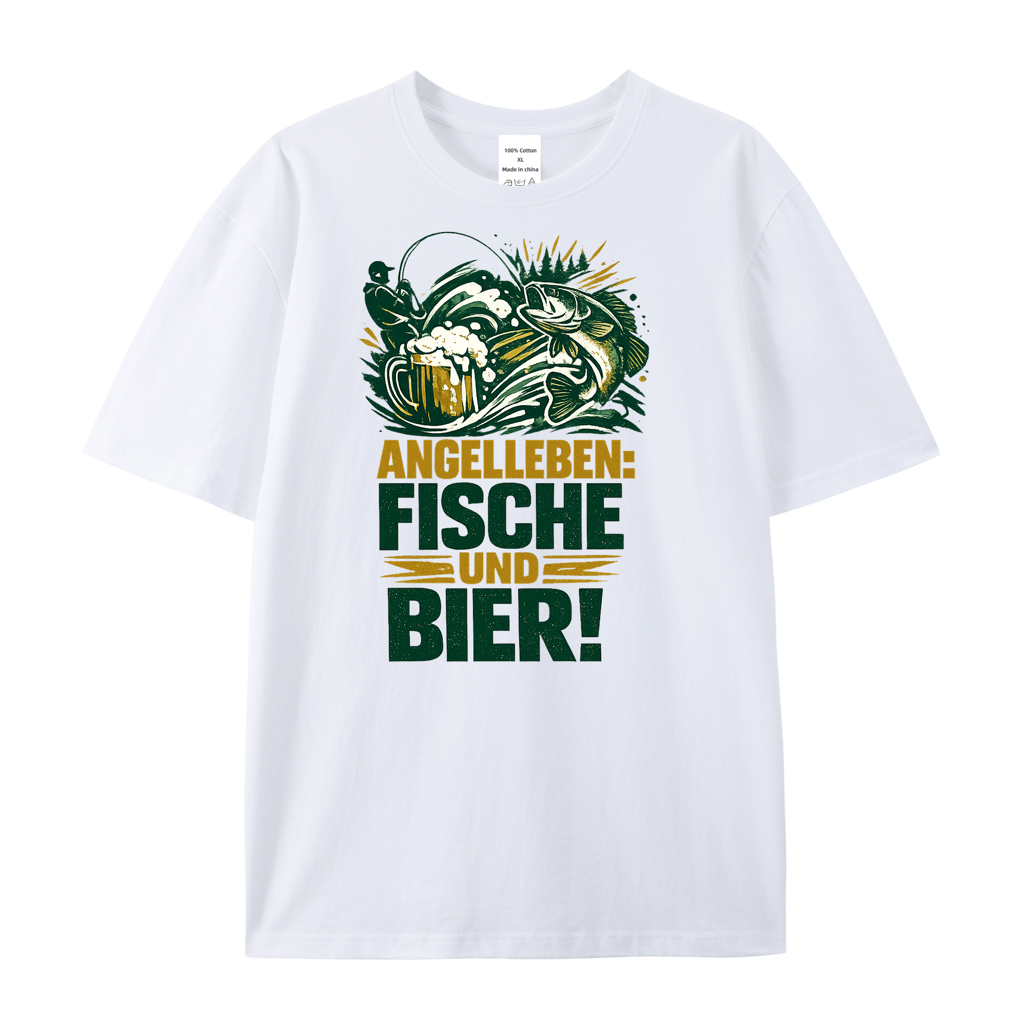 T-Shirt Angelgenuss: Fische, Bier und gute Laune!
