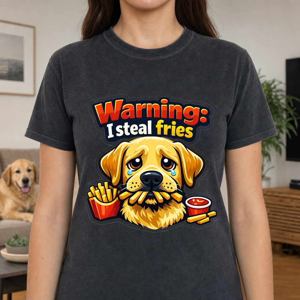 T-shirt Warning: I Steal Fries Dog Owner Humor