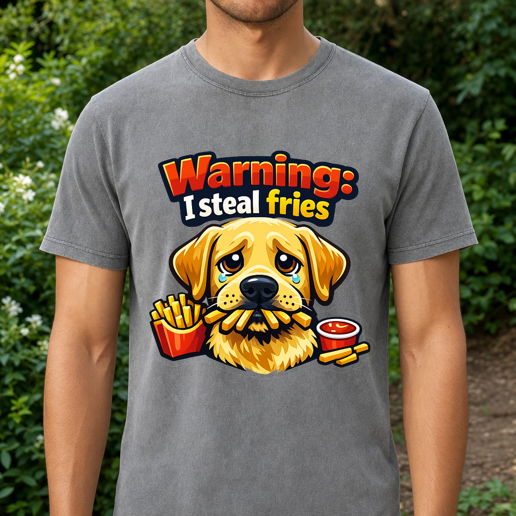 T-shirt Warning: I Steal Fries Dog Owner Humor