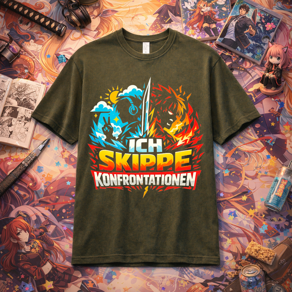 T-Shirt Anime Skip Mode Konfrontation