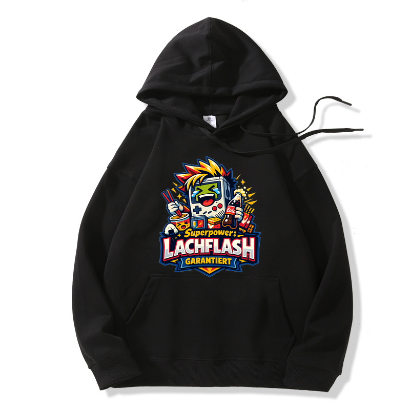 Hoodie Lachflash Superpower — Anime Spaß Booster