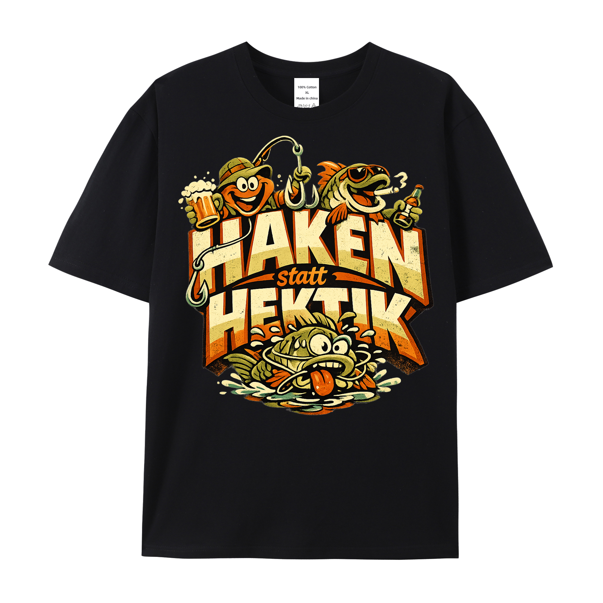 T-Shirt Haken statt Hektik Anglergeist