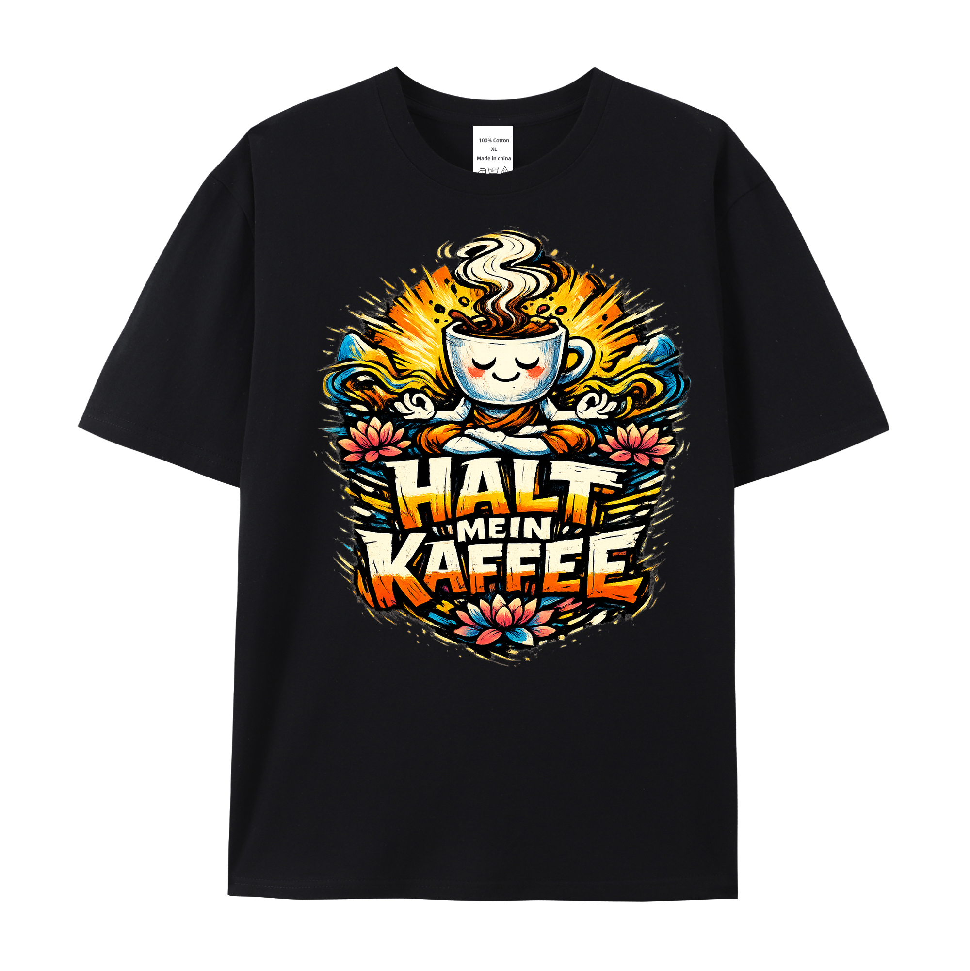 T-Shirt Kaffee & Asanas Yoga Humor