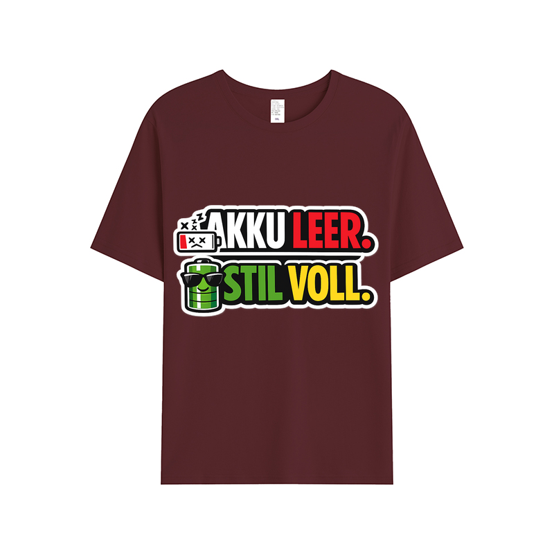 T-shirt Akku leer, Stil voll - Lustiger Spruch 2026