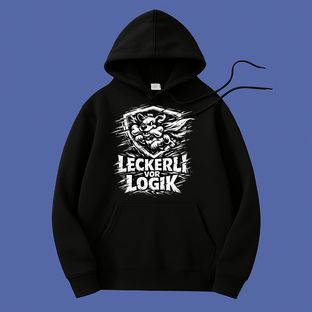 Hoodie Leckerli vor Logik Pfotenstyle