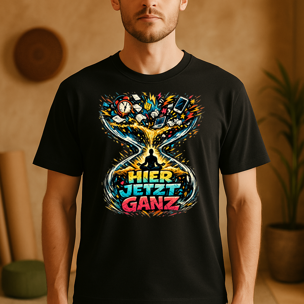 T-Shirt Hier, Jetzt, Ganz – Yoga Balance & Achtsamkeit