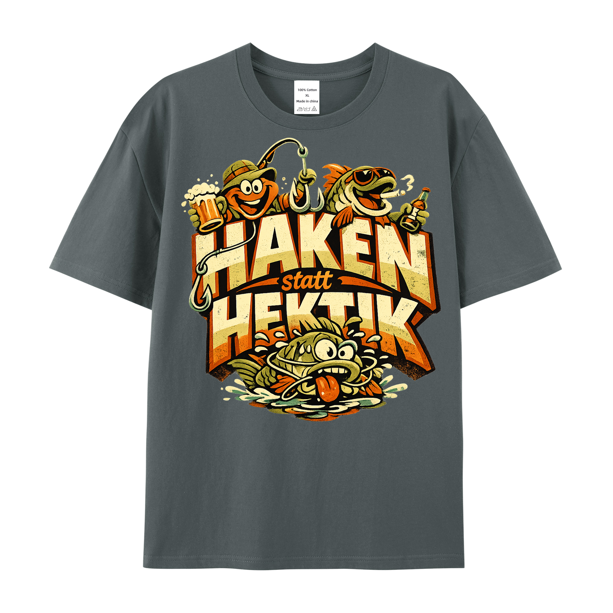 T-Shirt Haken statt Hektik Anglergeist