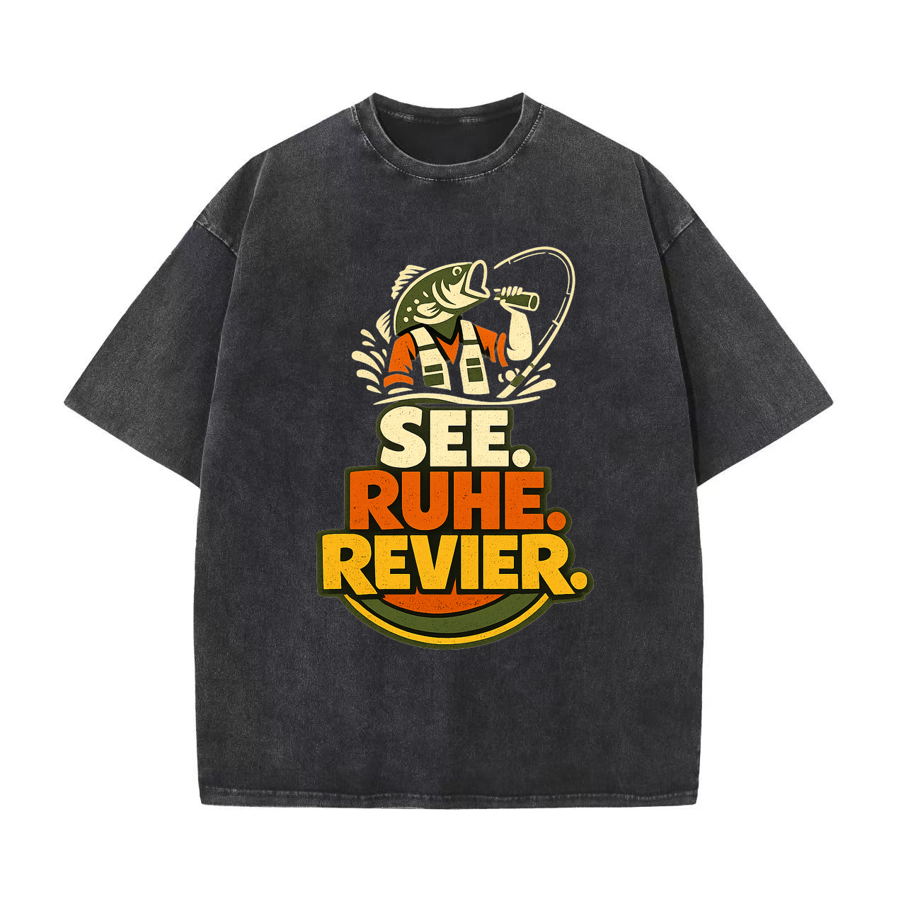 T-Shirt See. Ruhe. Revier. Anglerstyle