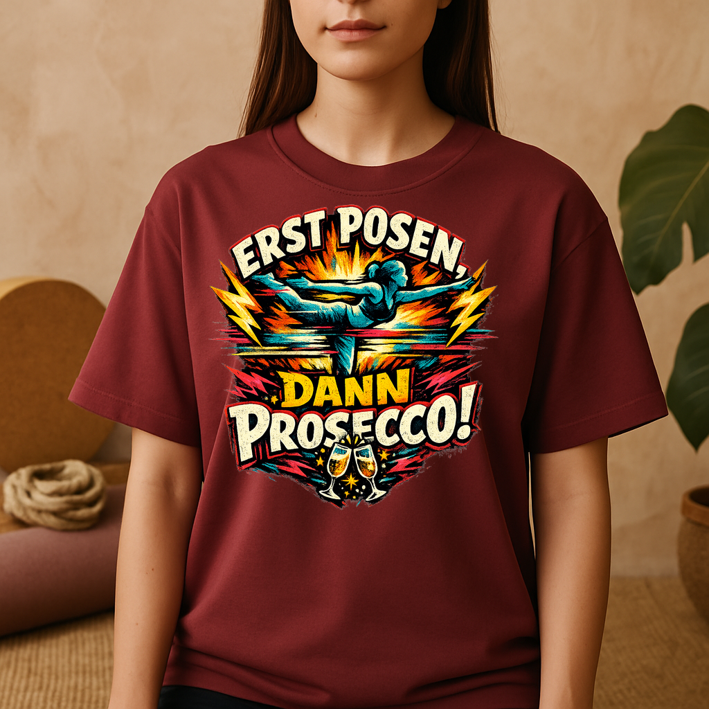 T-Shirt Yoga Bliss Pose then Prosecco