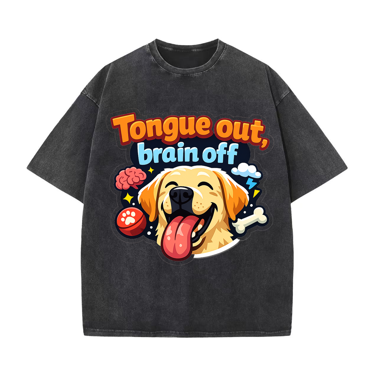 T-shirt Tongue Out Brain Off Dog