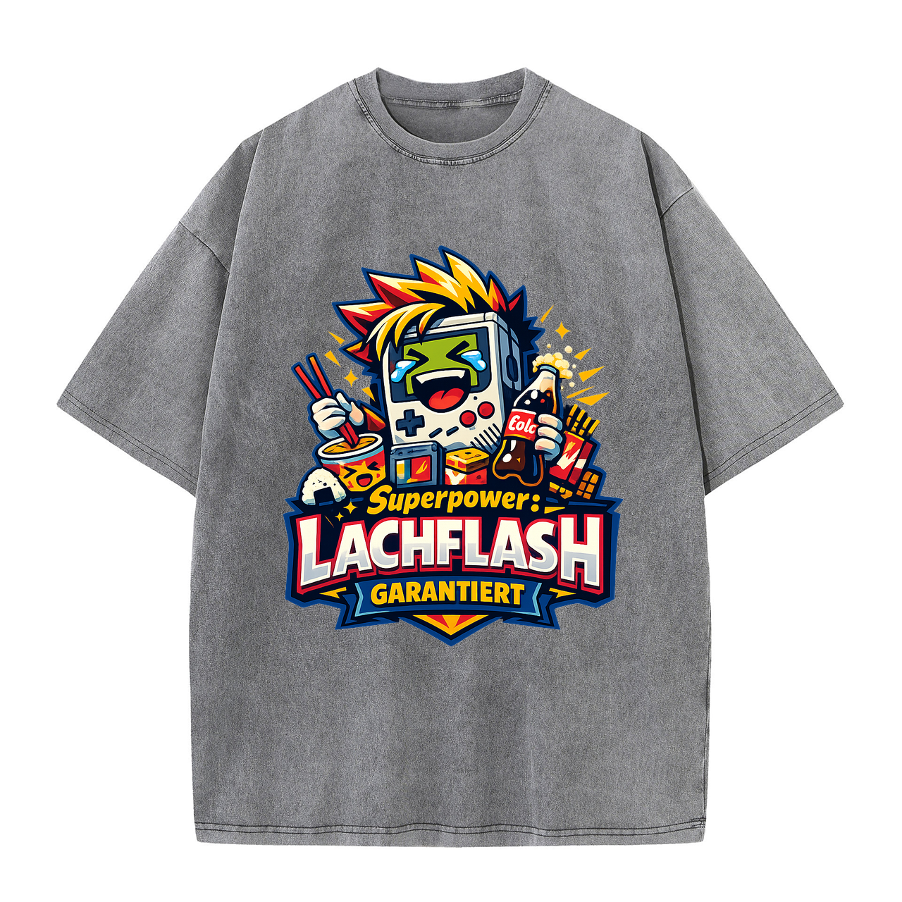 T-Shirt Lachflash Superpower: Anime Humor Kraft