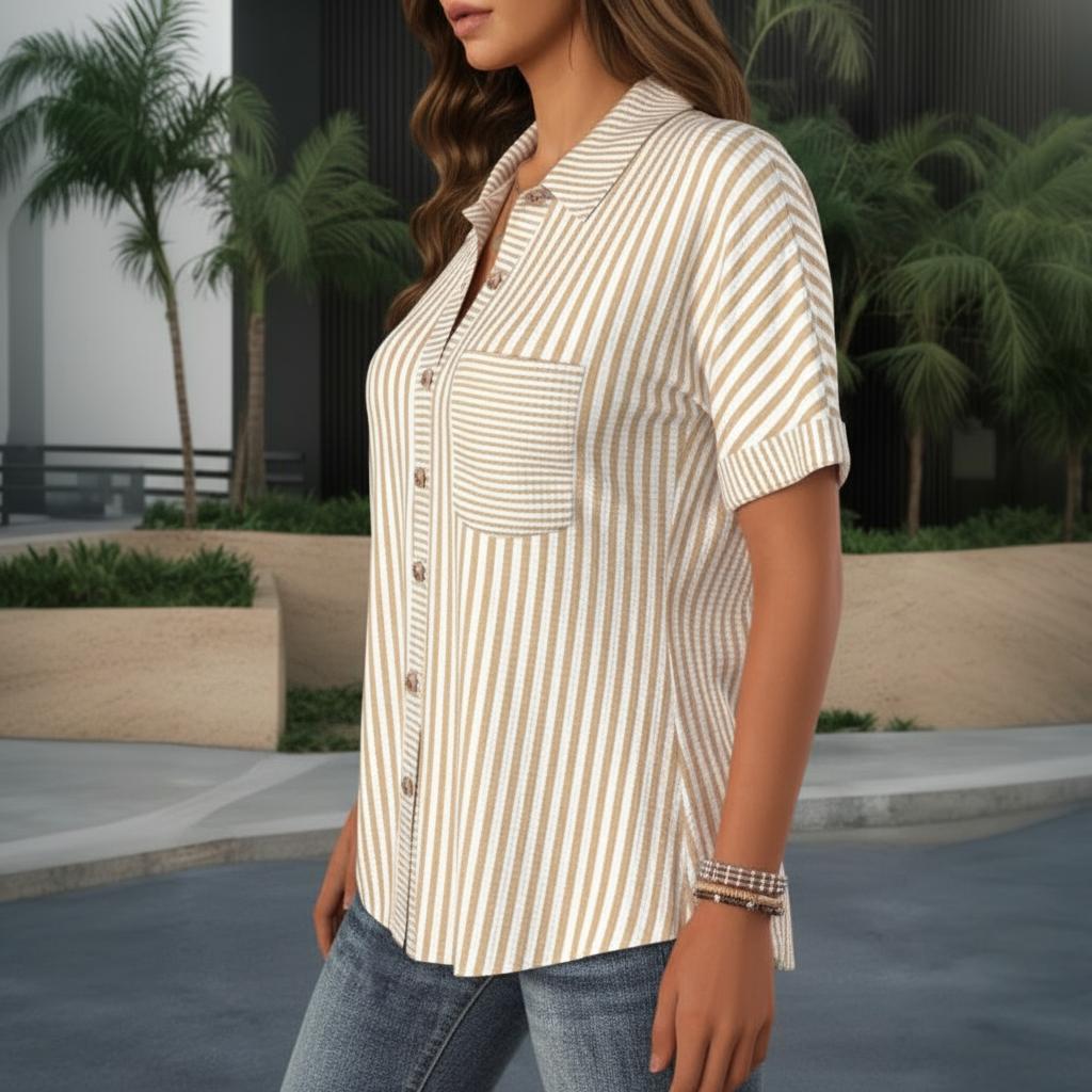 Braunes gestreiftes Button-Down-Hemd