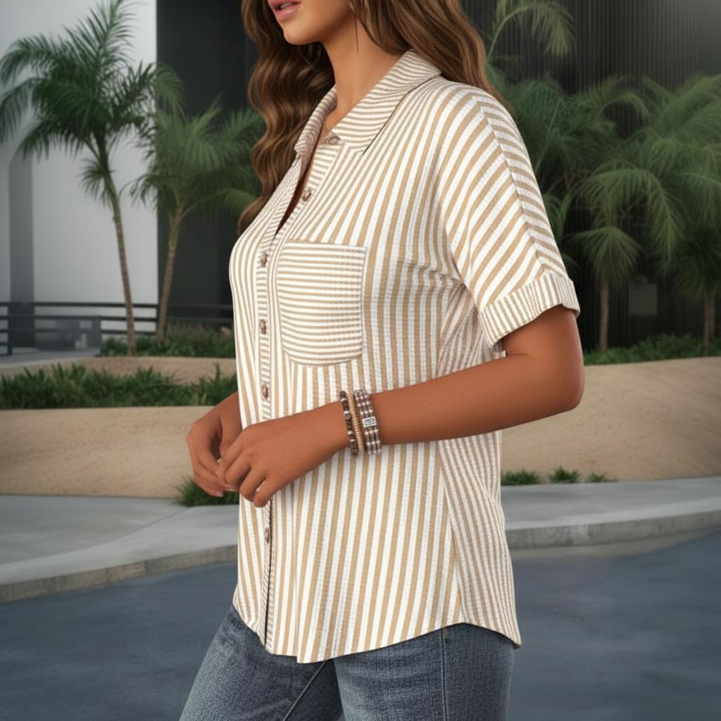 Braunes gestreiftes Button-Down-Hemd