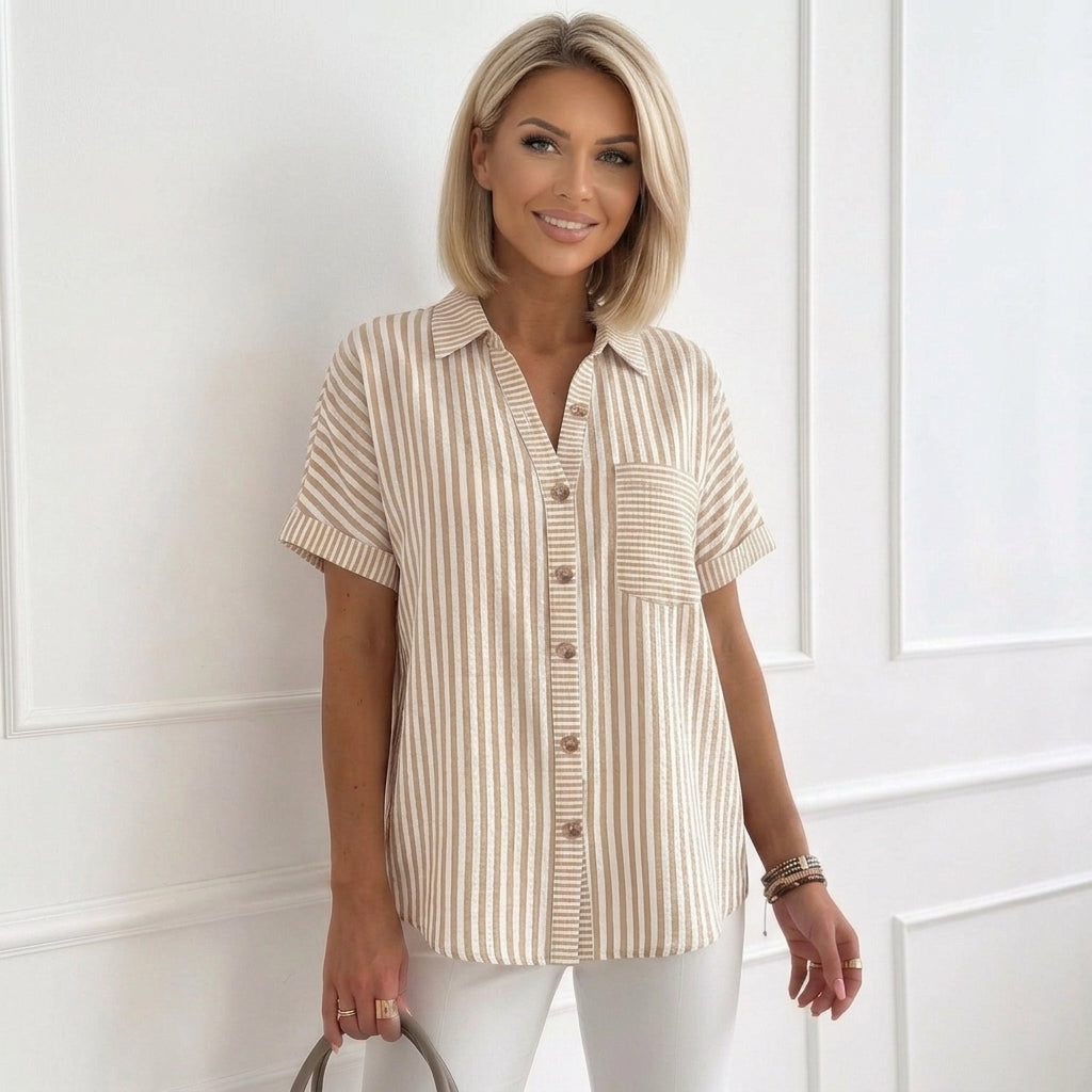 Braunes gestreiftes Button-Down-Hemd